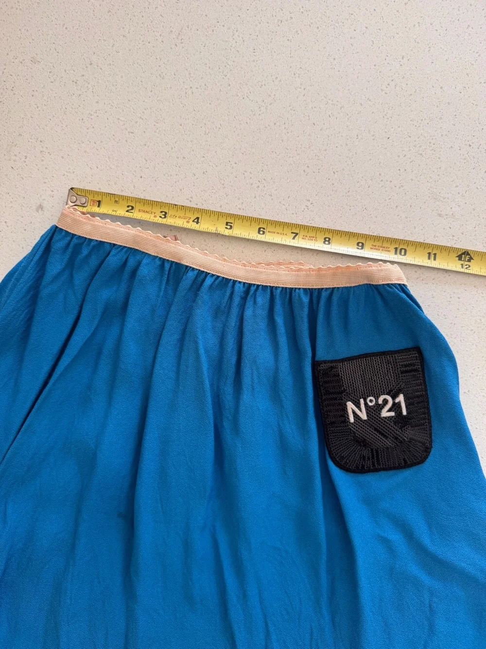 No. 21 Electric Blue Asymmetrical Skirt with Black Patch